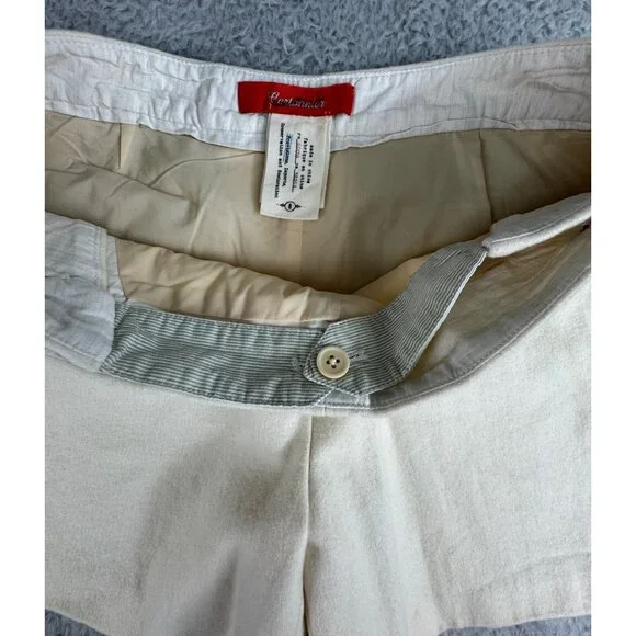 Cartonnier Womens 8 High-Waist Sailor Shorts Cream Linen Blend W/ Button Details - Picture 4 of 13
